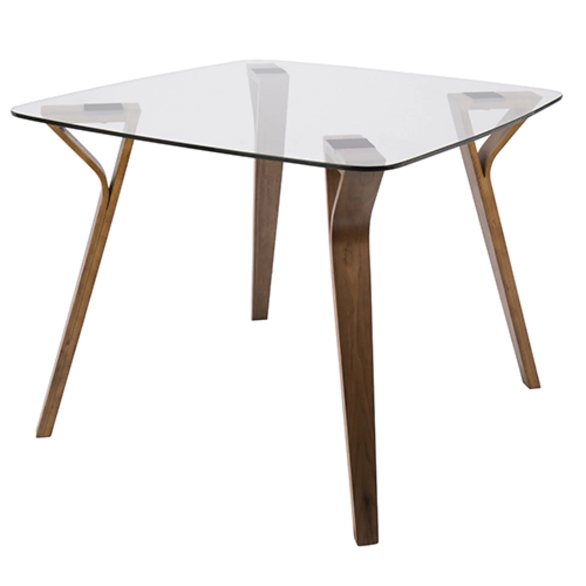 Folia Mid-Century Modern Dining Table in Walnut and Glass by LumiSource