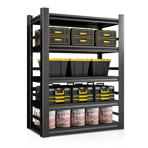 72"H|48"W Garage Shelving Unit and Storage-Easy Assembly Metal Shelves 5-Tier Rack|with Wheels Adjustable Shelf|Steel Rust-Resistant Shelves for