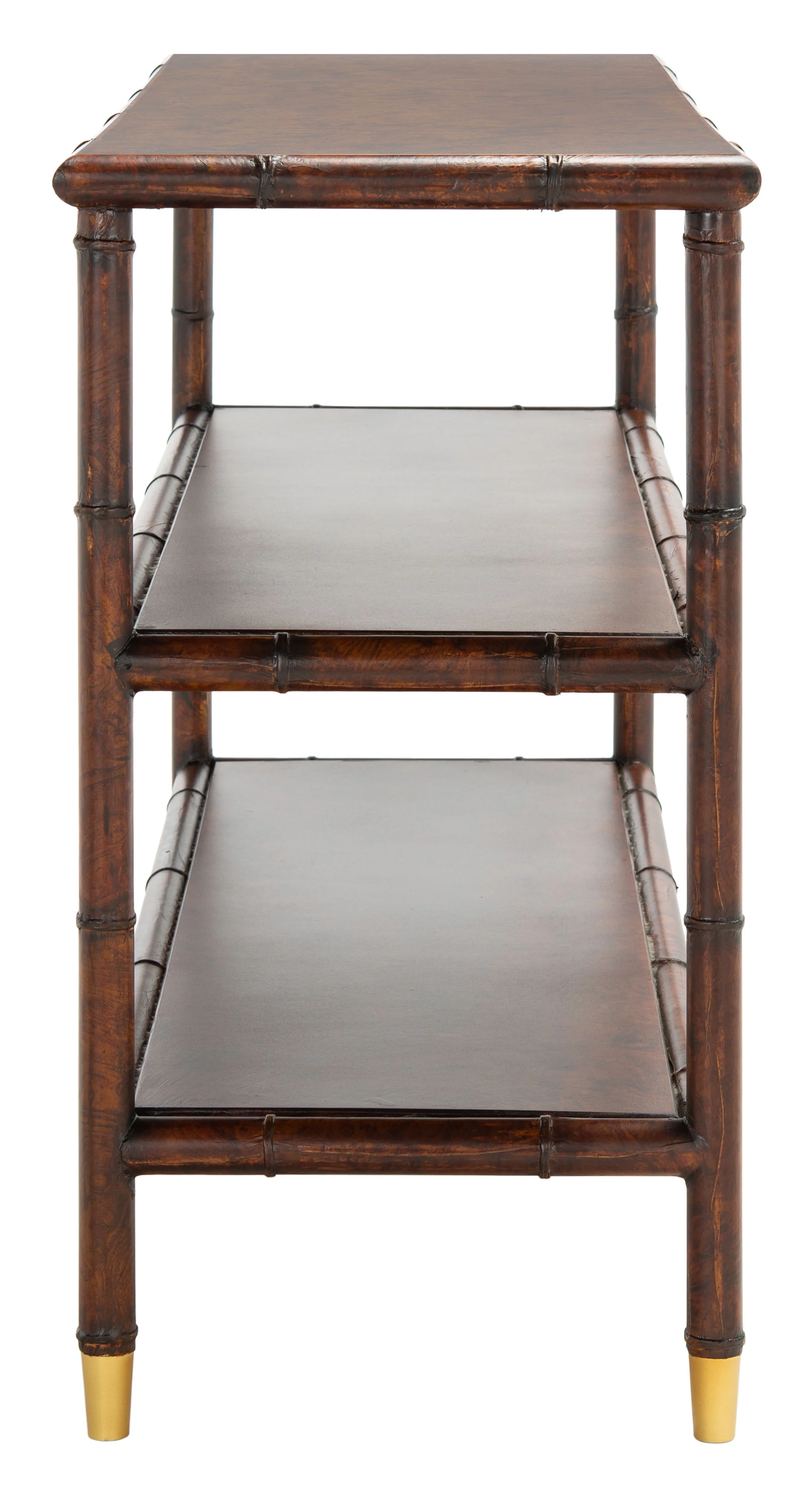SAFAVIEH Tudor Dark Brown/Gold Wood Console Table with Shelf (42 in. W x 15.8 in. D x 28.9 in. H)