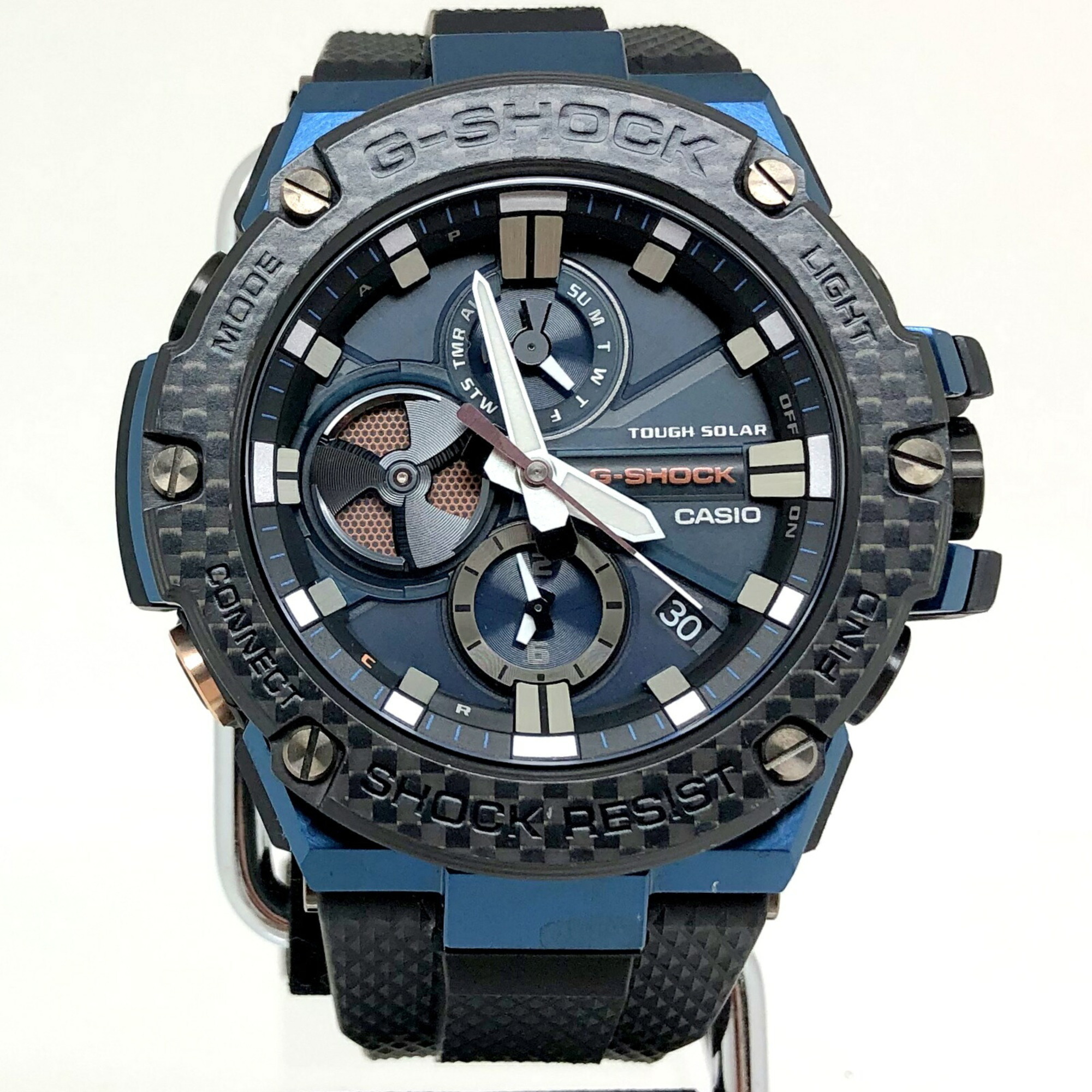 Pre-Owned CASIO Casio G-SHOCK Watch GST-B100XB-2A G-STEEL G Steel Bluetooth Equipped with Toughness Carbon Smartphone Link Tough Solar Black Blue
