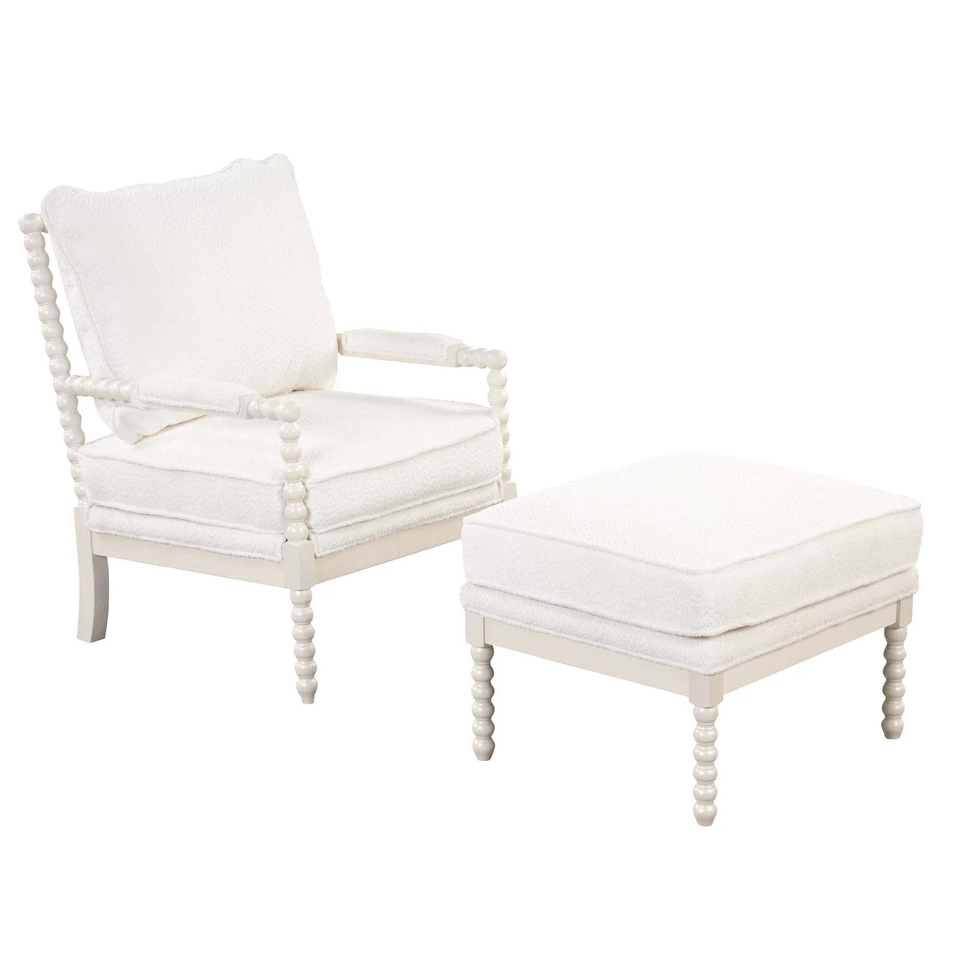 The Spindal Chair Velvet Accent Chair with Ottoman, Modern Lounge Accent Chair with Armrests pad, Reading Chair with Footrest for Small Space
