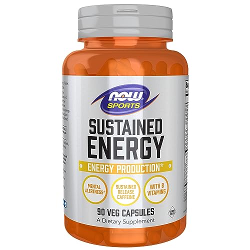 NOW Sports, Sustained Energy Energy Production* Mental Alertness* Sustained Release Caffeine with B Vitamins 90 Veg Capsules - Kansas Nuitrition