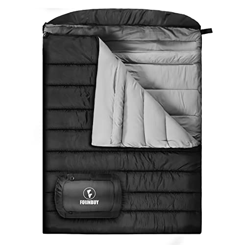Double Sleeping Bag for Adults,15 Degree and 0 Degree 2 Person Sleeping Bag Cold Weather Queen Size Sleeping Bag for Couples or Family Outoor Camping