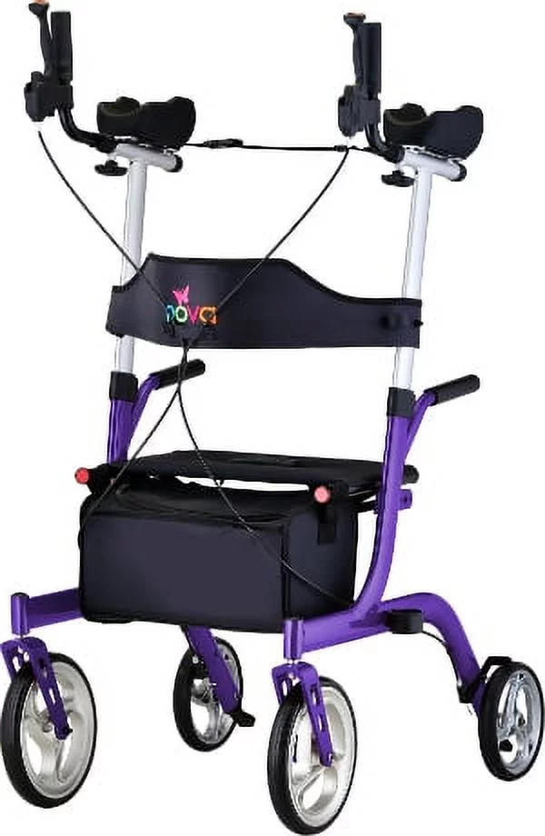NOVA Medical Phoenix Rise UP Rollator, Upright Rolling Walker, Purple - Curated Treasures Market
