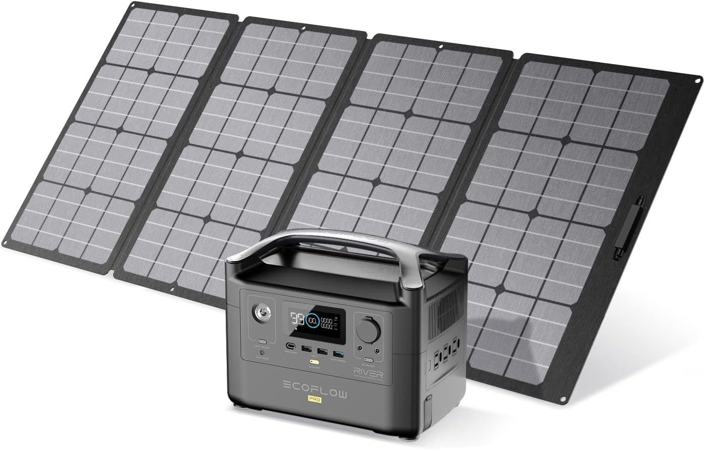 EF ECOFLOW Solar Generator RIVER Pro, 720Wh Portable Power Station with 160W Solar Panel, Power Multiple Devices, Recharge 0-80% Within 1 Hour