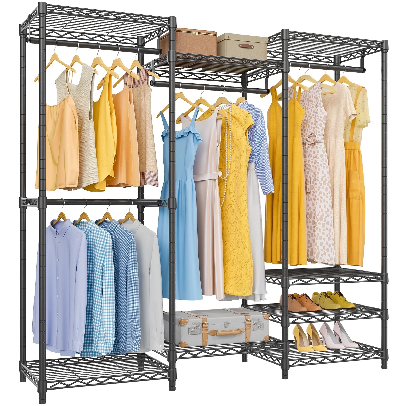 VIPEK V5 Portable Closet Wardrobe Heavy Duty Clothes Rack, Freestanding Closet Metal Clothing Rack, 56.7" Lx15.7 Wx76.4 H, Black (Medium)