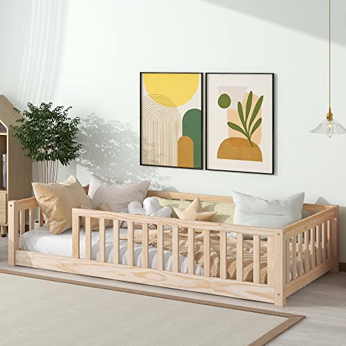 Bellemave Twin Montessori Bed, Floor Bed, Floor Bed Frame, Floor Bed for Kids, Wooden Kids Floor Bed(Natural).