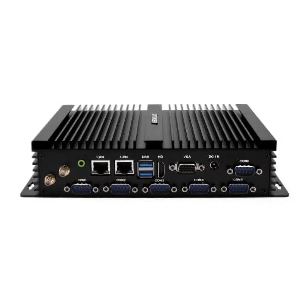 Industrial Mini PC Windows 10, Celeron J4125, 16GB DDR4 RAM 512GB SSD, HD-MI, VGA, 2-Display, Dual RJ45 Lan, 6 COM RS232/485, USB3.0, Wifi AC, BT