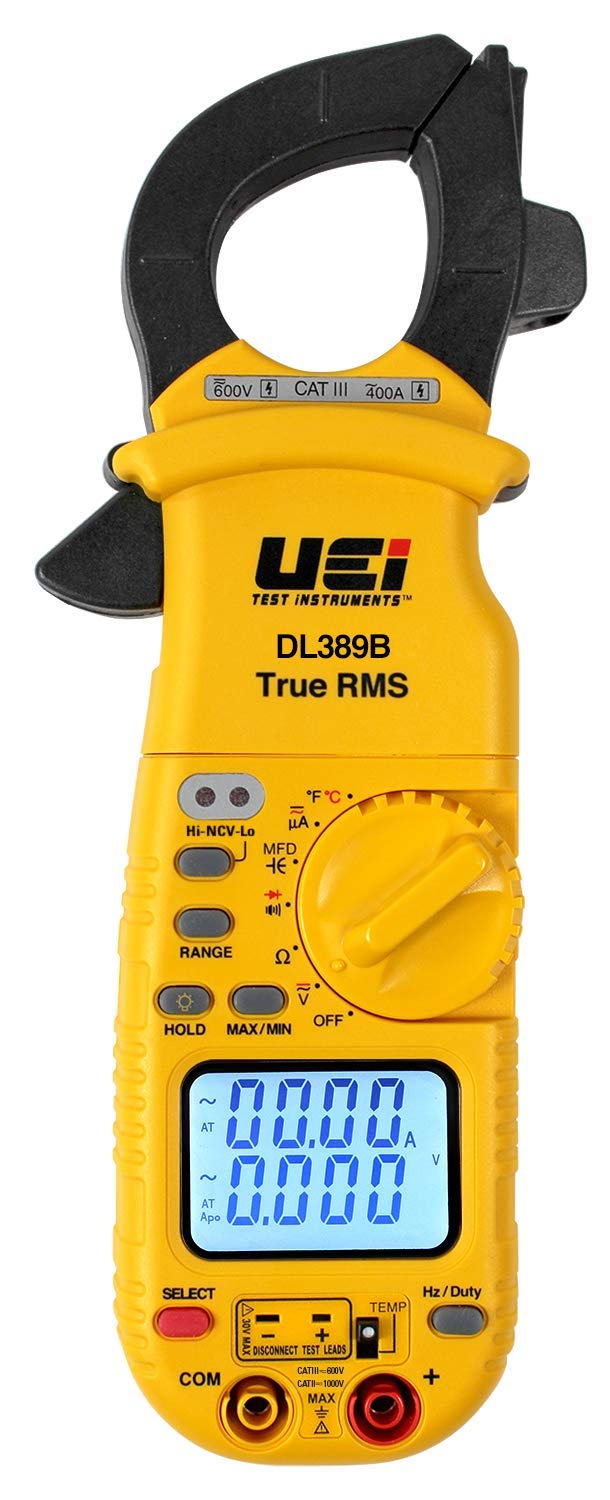 UEi DL389B Digital True RMS Clamp Meter, HVAC 4000 Counts Auto Ranging Voltmeter