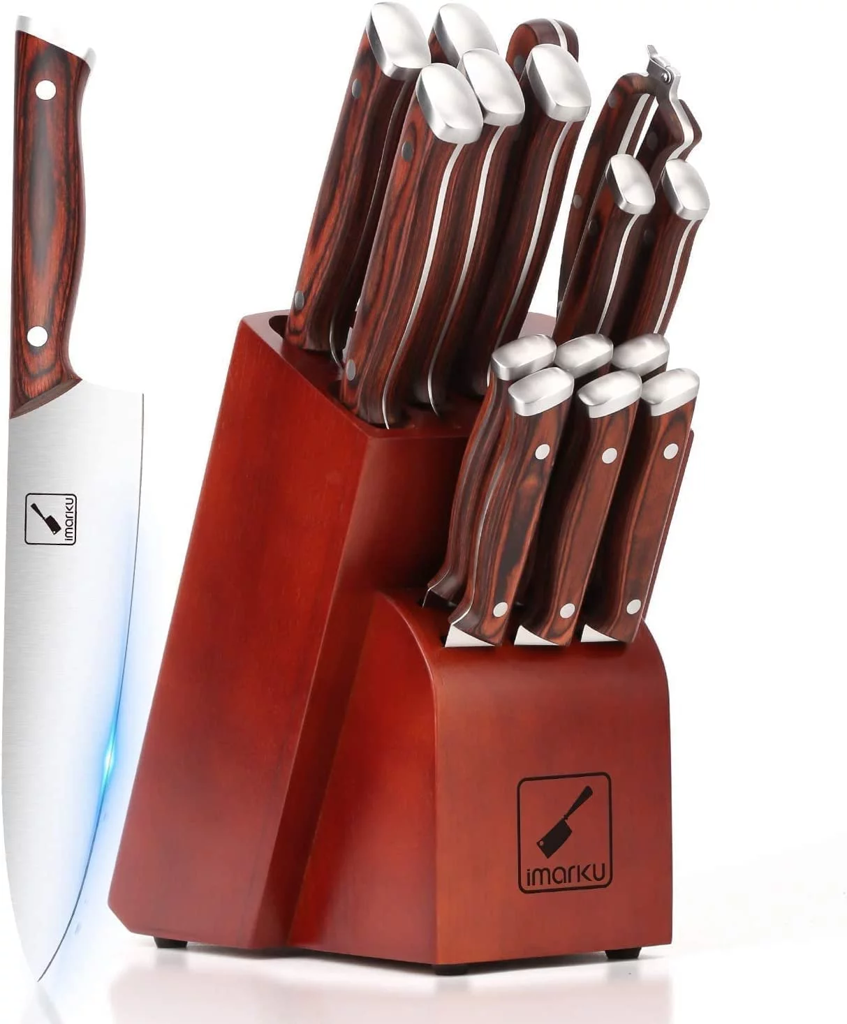 imarku | 16-Piece Knife Set Professional Japanese Kitchen Knife Set with Block German High Carbon Steel