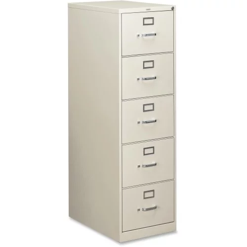 HON 310 Series 5-Drawer Vertical File 18.3" x 26.5" x 60" - 5 x Drawer(s) for File - Legal - Vertical - Security Lock, Rust Resistant