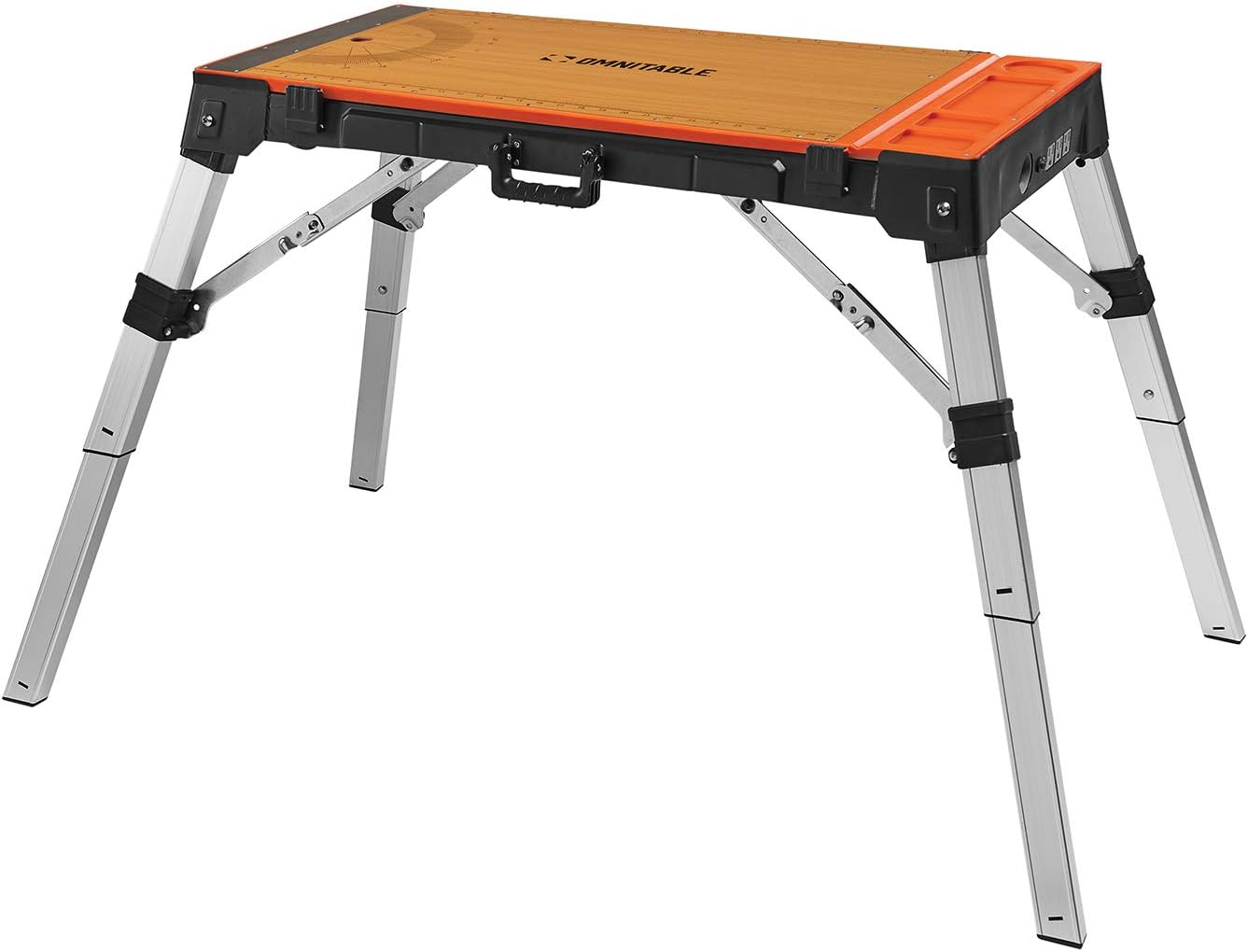 Disston 30146A OmniTable 4 in 1 Portable Workbench Work Table Dolly Scaffold and Creeper Adjustable Height with Folding Legs with Free 10-Piece