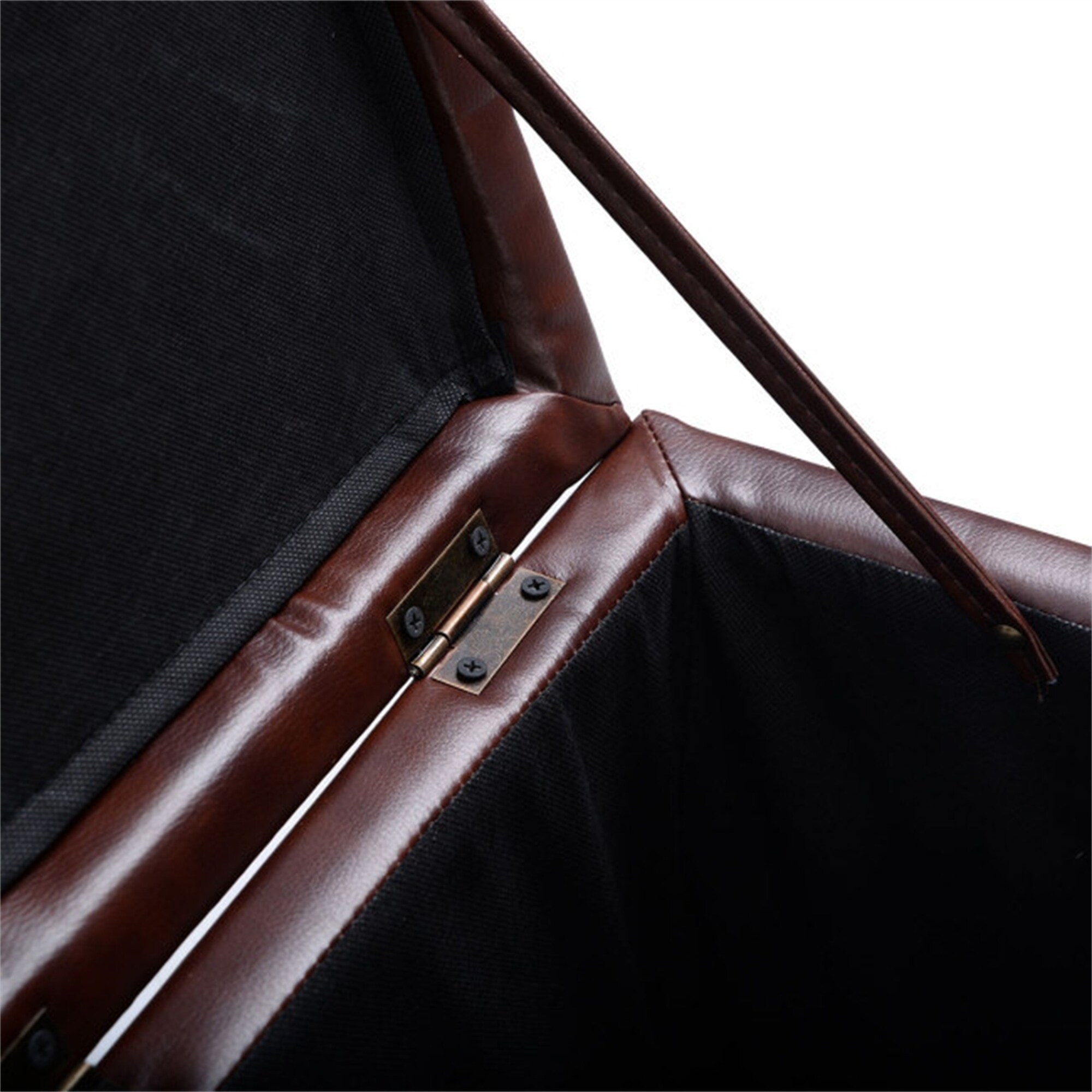 BESTCOSTY Ottoman Pouffe Storage Box Lounge Seat Footstools 16 Inch PU leather Brown