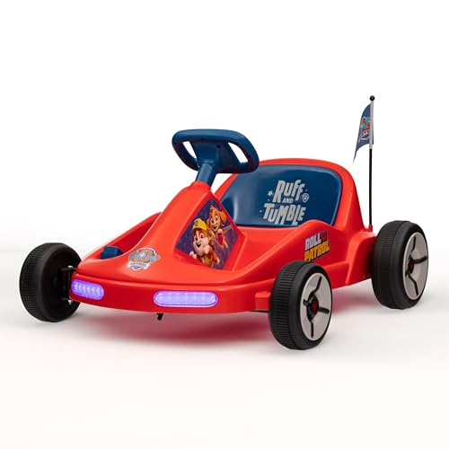 Bluey 12V Electric Go Kart for Kids, Electric Ride-On Toy with Lights, Seat Belt, Ages 3-6, Durable PVC and Iron Construction, Rechargeable Battery