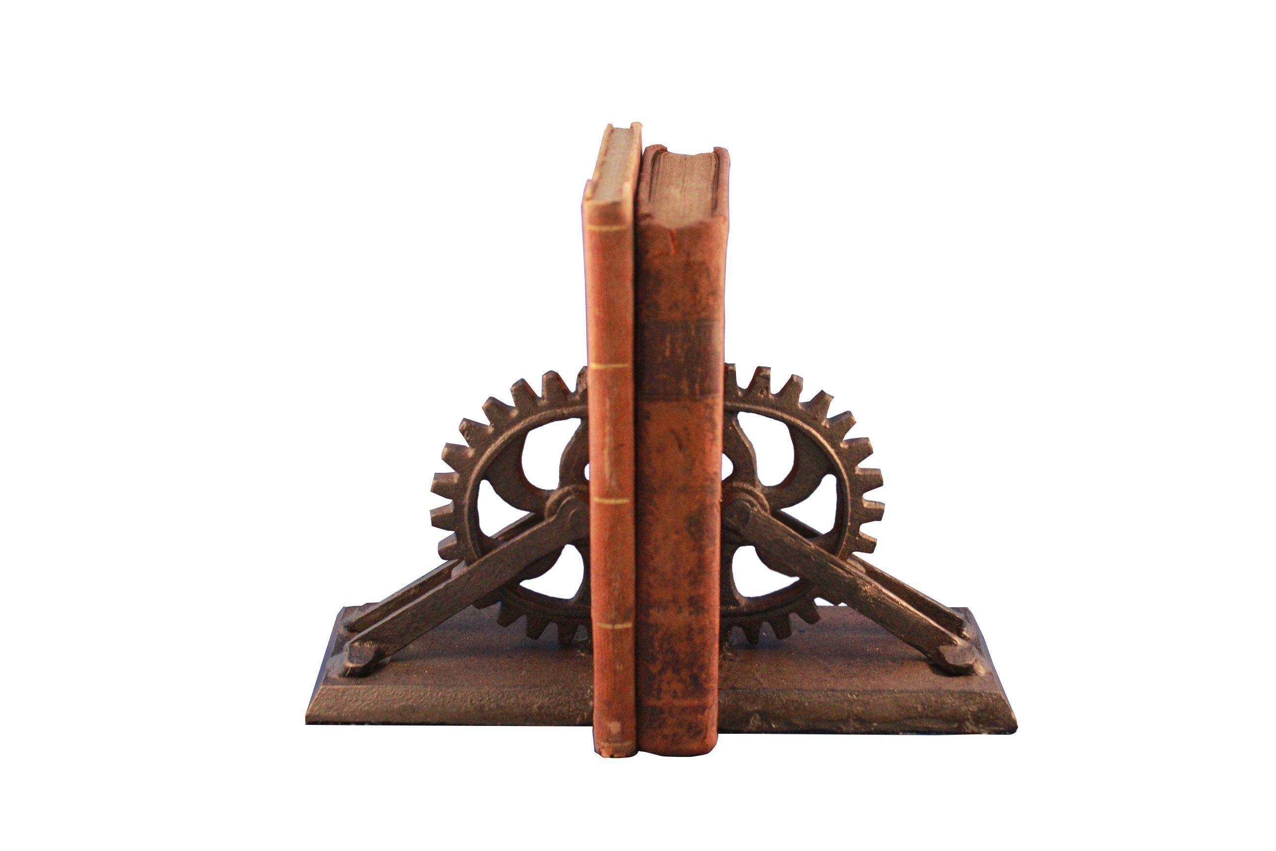 Rustic Deco Steampunk Gear u0026 Bracket Cast Iron Bookends - Metal - Pair