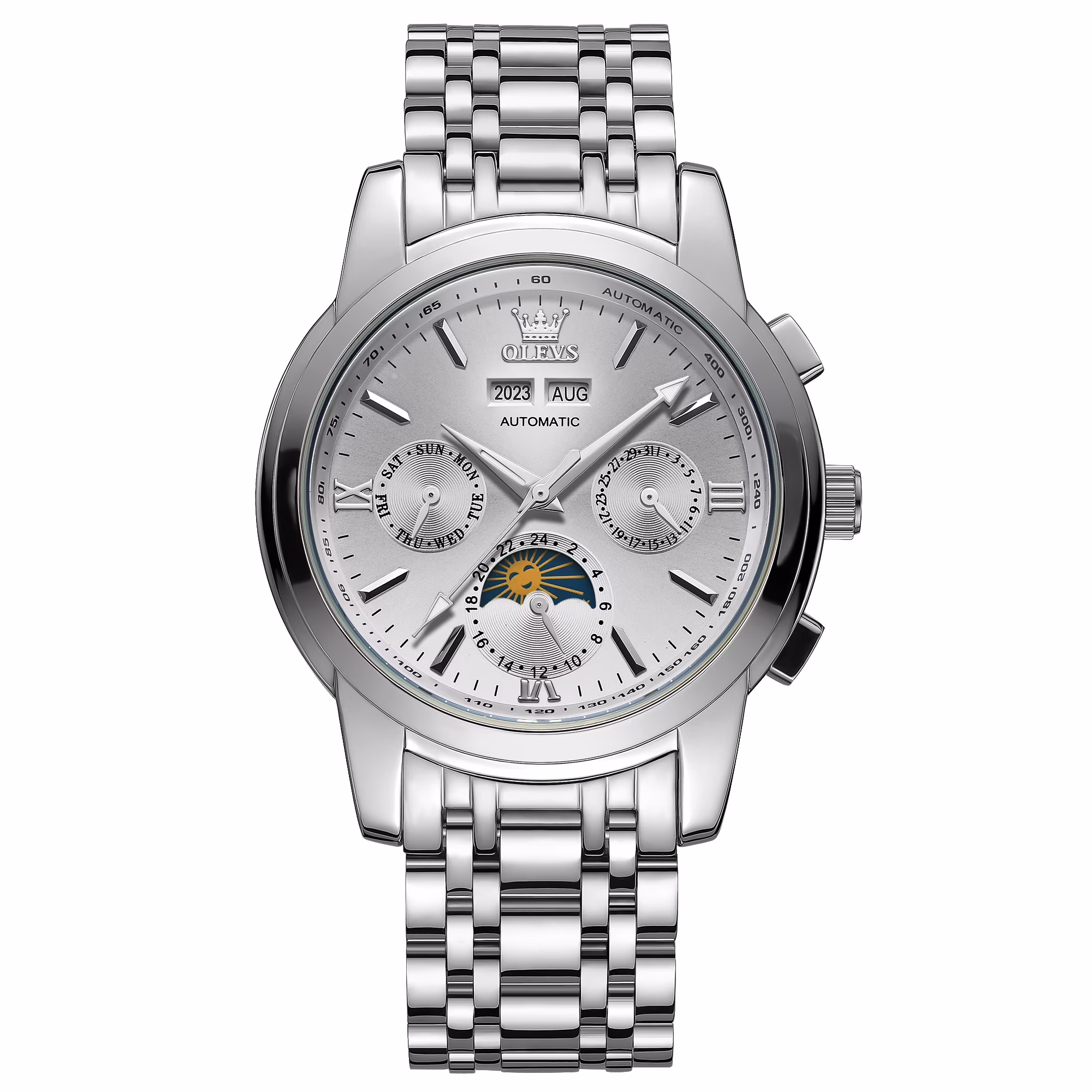 OLEVS Automatic Watches for Mens Stainless Steel Watch Self-Winding Analog Luxury Mens Dress Watch Luminous Waterproof Reloj, Gifts for Men
