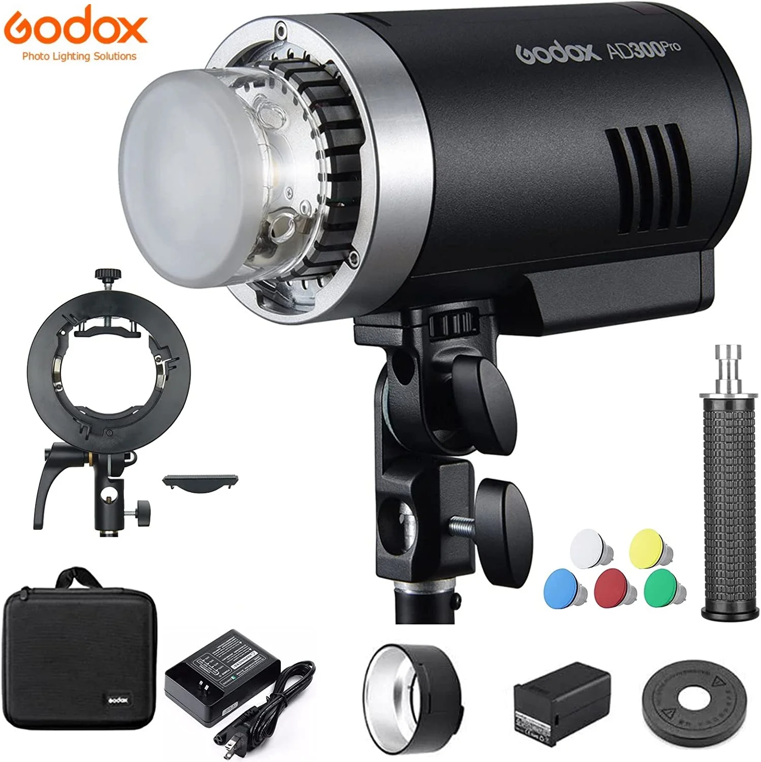 GODOX AD300 Pro 300W TTL Outdoor Flash 2.4G 1/8000s 2600mAh 0.01-1.5s Recycle Time 320 Full Power 12W Bi-Color Modeling LED for Cameras with S2