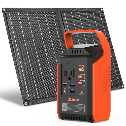Takki Solar Generator 148Wh with 40W Solar Panel Included 300W Peak Portable Power Station Camping Power Bank with 110V AC Outlet for Home Camping