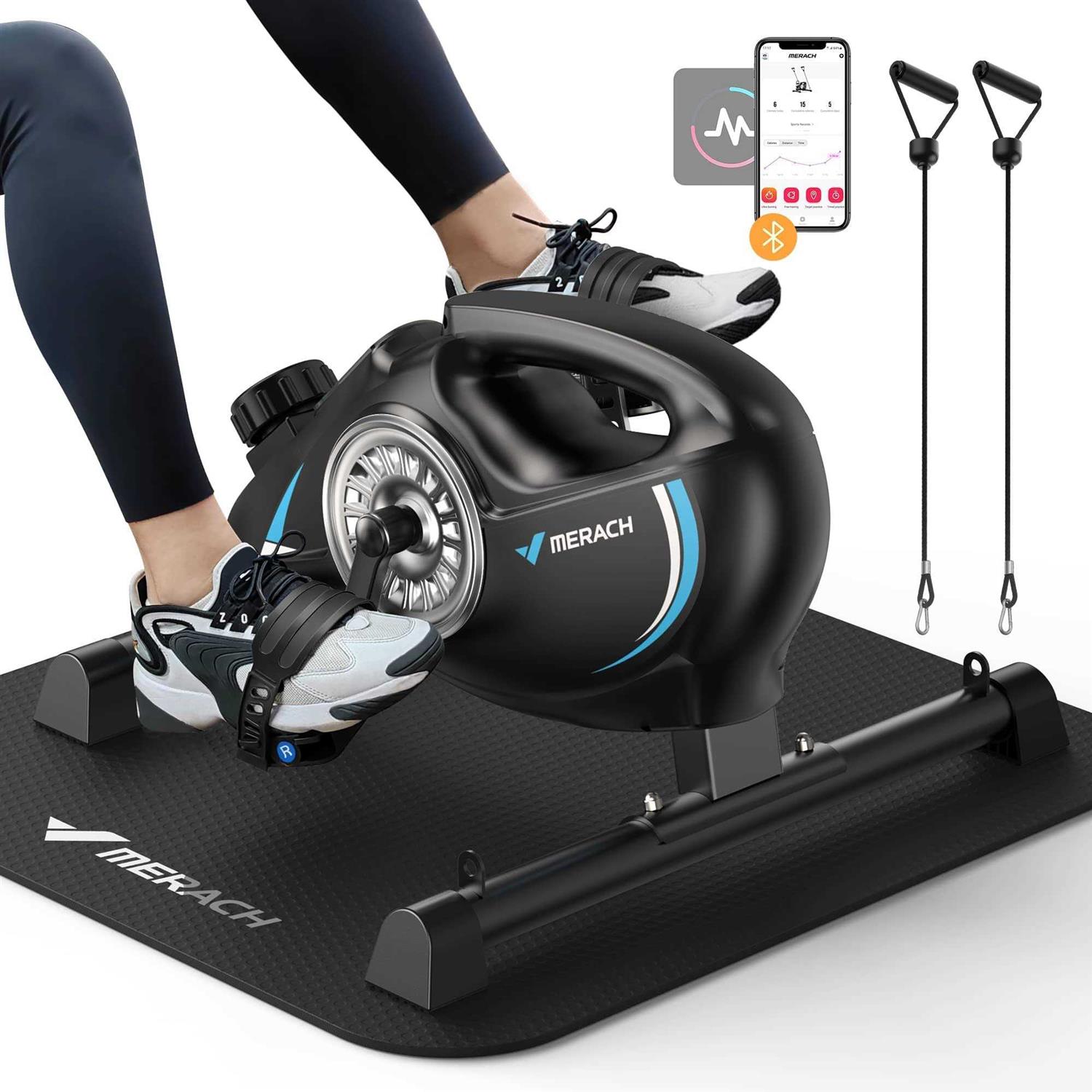 Under Desk Bike Pedal Exerciser Quiet Magnetic Mini Exercise Bike with MERACH App for Arm - Sports Supplies Online Store