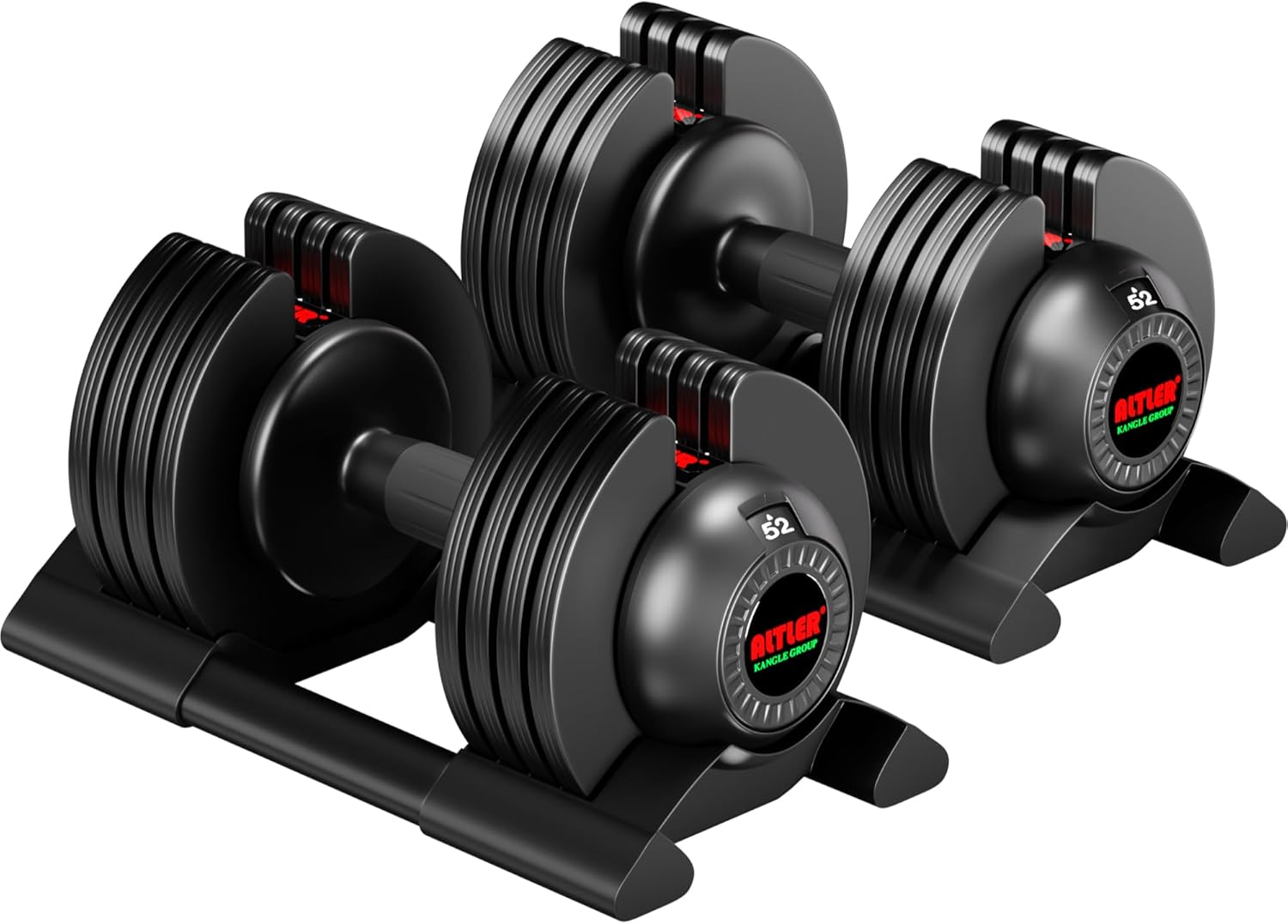 Adjustable Dumbbell, 2PCS 52lb Dumbbell Set with Tray for Workout Strength Training Fitness
