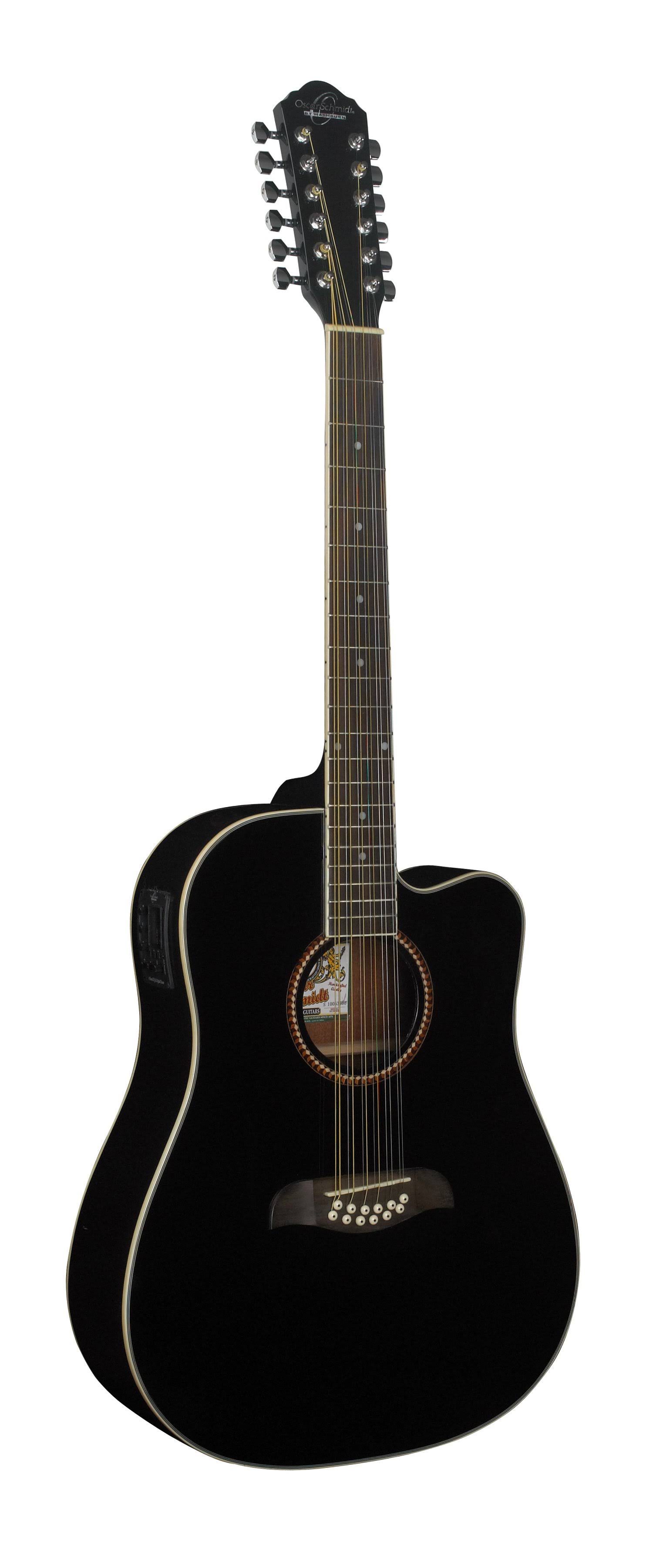 Oscar Schmidt OD312CEB 12-String Acoustic Electric Guitar - Black