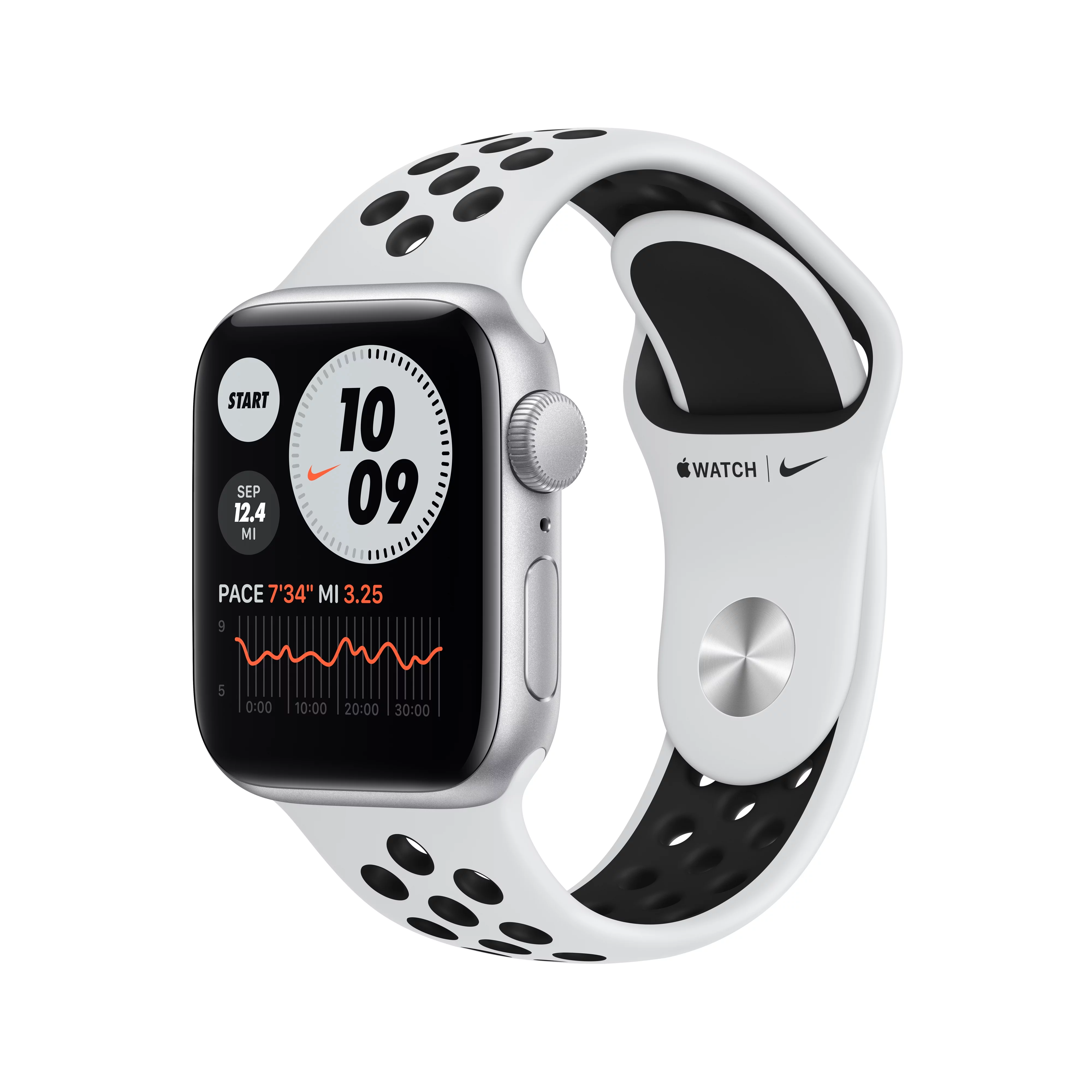 Apple Watch Nike SE (1st Gen) GPS, 40mm Silver Aluminum Case with Pure Platinum/Black Nike Sport Band - Regular - Radiant Selections