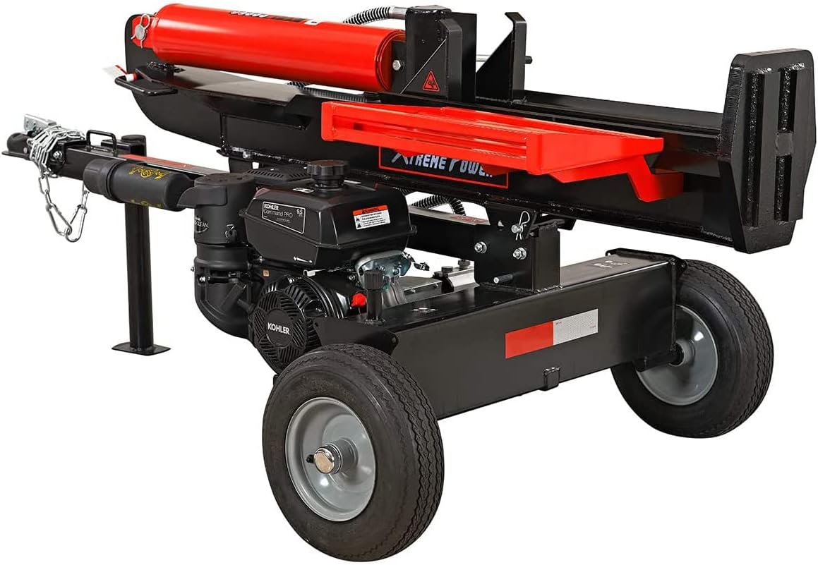 XtremepowerUS 65068 Dual Position Log Splitter w/Catcher Gas 196cc 25-Ton Hydraulic Wood Firewood Cutter Machine