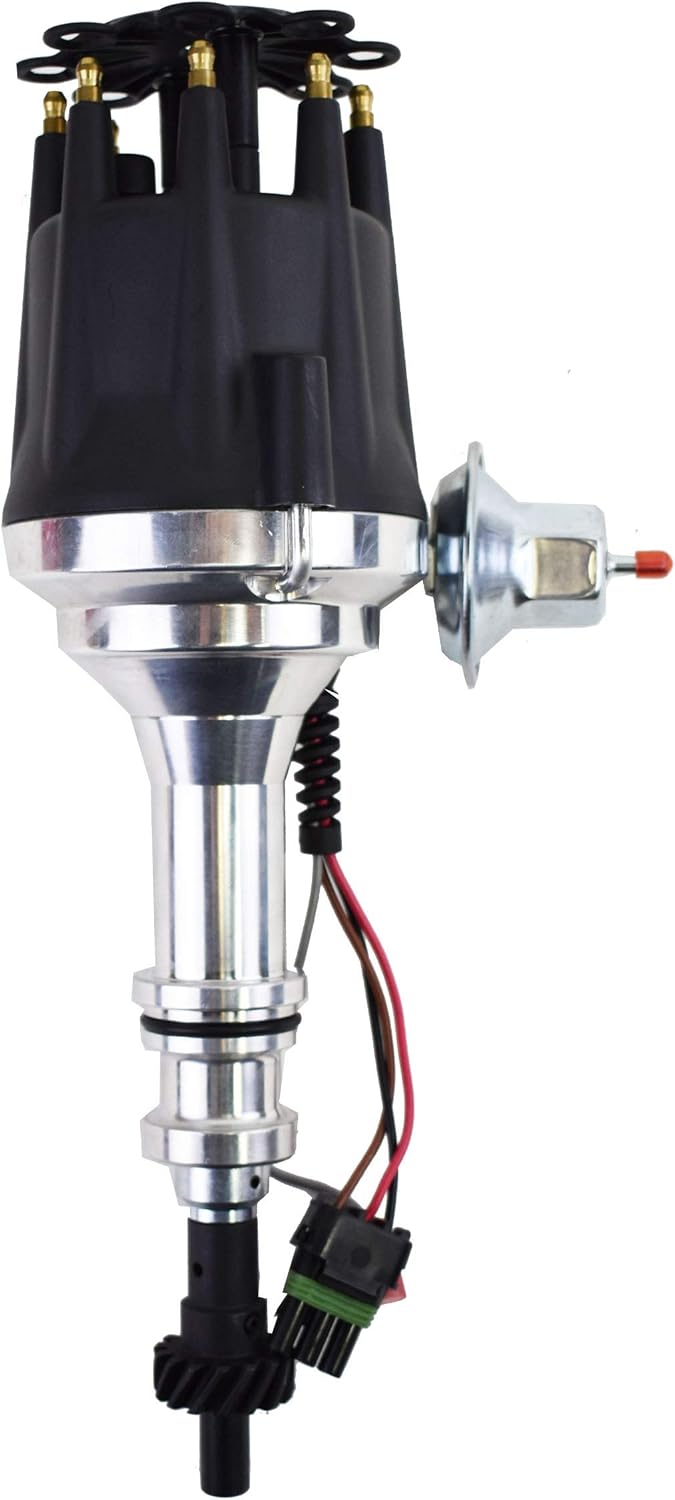 A-Team Performance - Pro Series Ready to Run R2R Distributor - Compatible with Ford 351C 351M 400M 370 429 460 BBF, V8 Engine, Black Cap