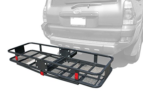 MaxxHaul 70103 500 lb. Capacity Steel Hitch Mount Folding Cargo Carrier Mesh Basket Fits 2 inch Hitch Receiver 60 x 21 x 6.5 in For Car SUV Pickup