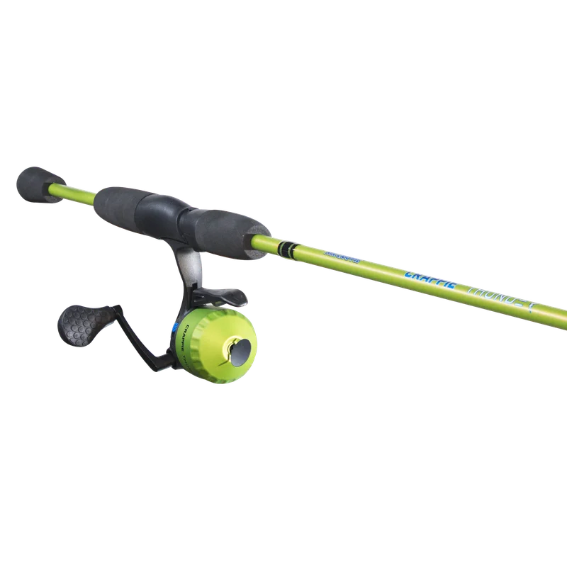 Lew's Crappie Thunder Underspin Reel and Fishing Rod Combo, 6-Foot 6-Inch 2-Piece Rod, Green - Curated Treasures Market
