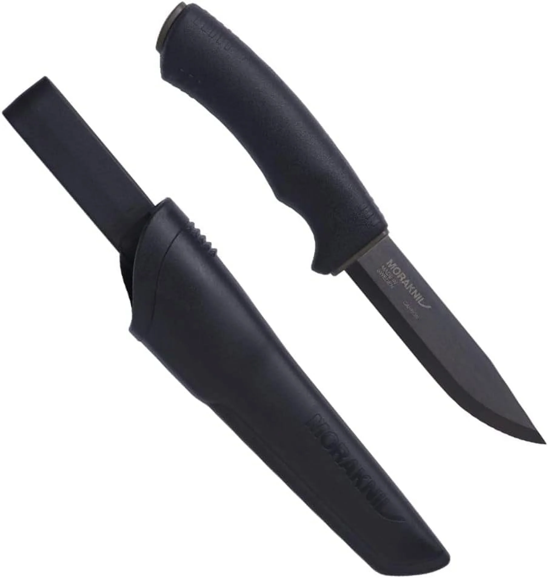 Morakniv Carbon Steel Fixed-Blade Bushcraft Knife with Sheath, Black, 4.3 Inch - Curated Treasures Market