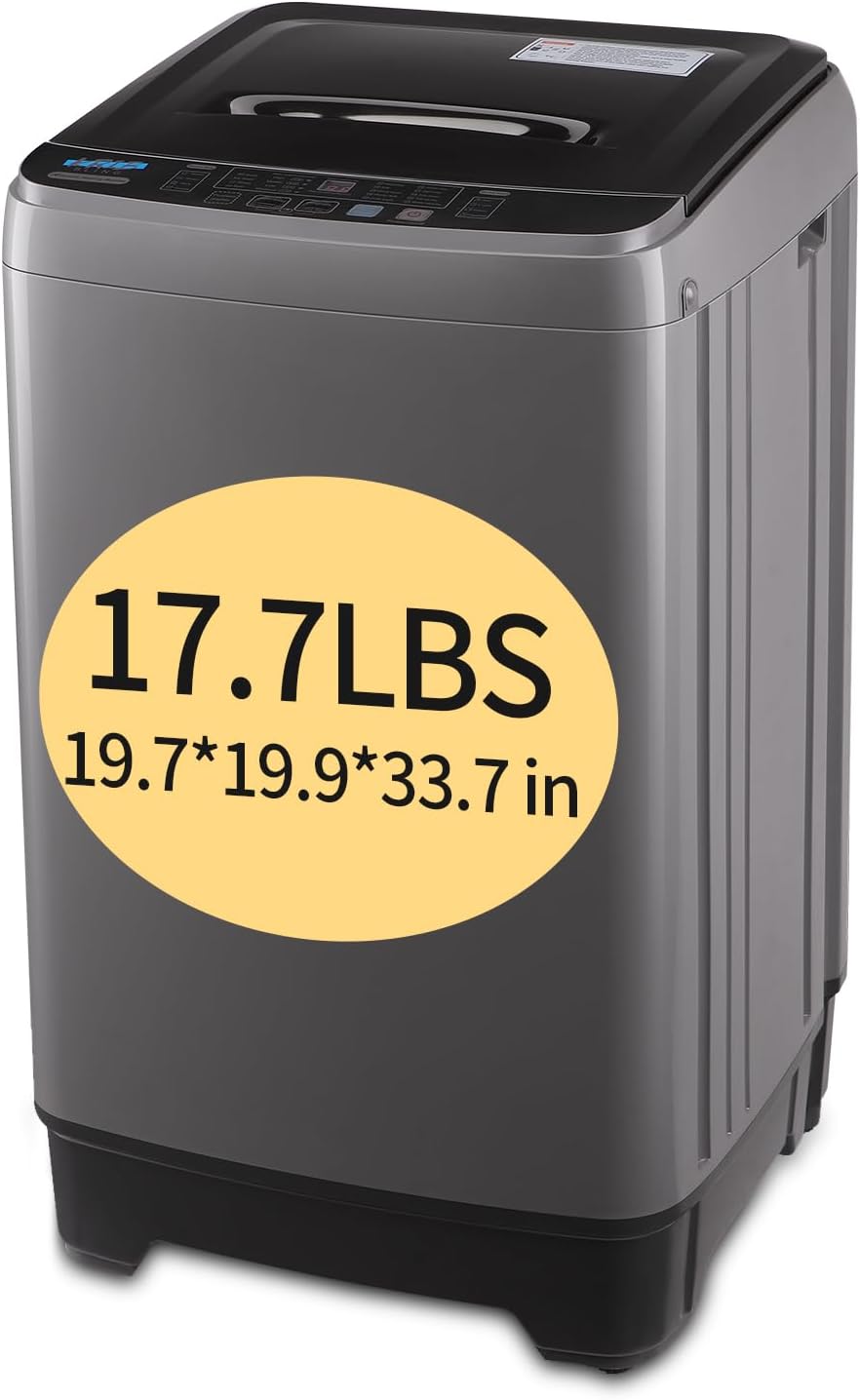 Krib Bling 17.7 lbs Full-Automatic Washing Machine with LED Display, Portable Compact Laundry Washer with Drain Pump, 10 Wash Programs 8 Water Levels