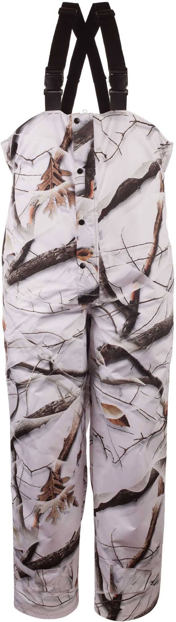 Huntworth Men's Microfiber Waterproof Hunting Bibs, XL, Snow Camo