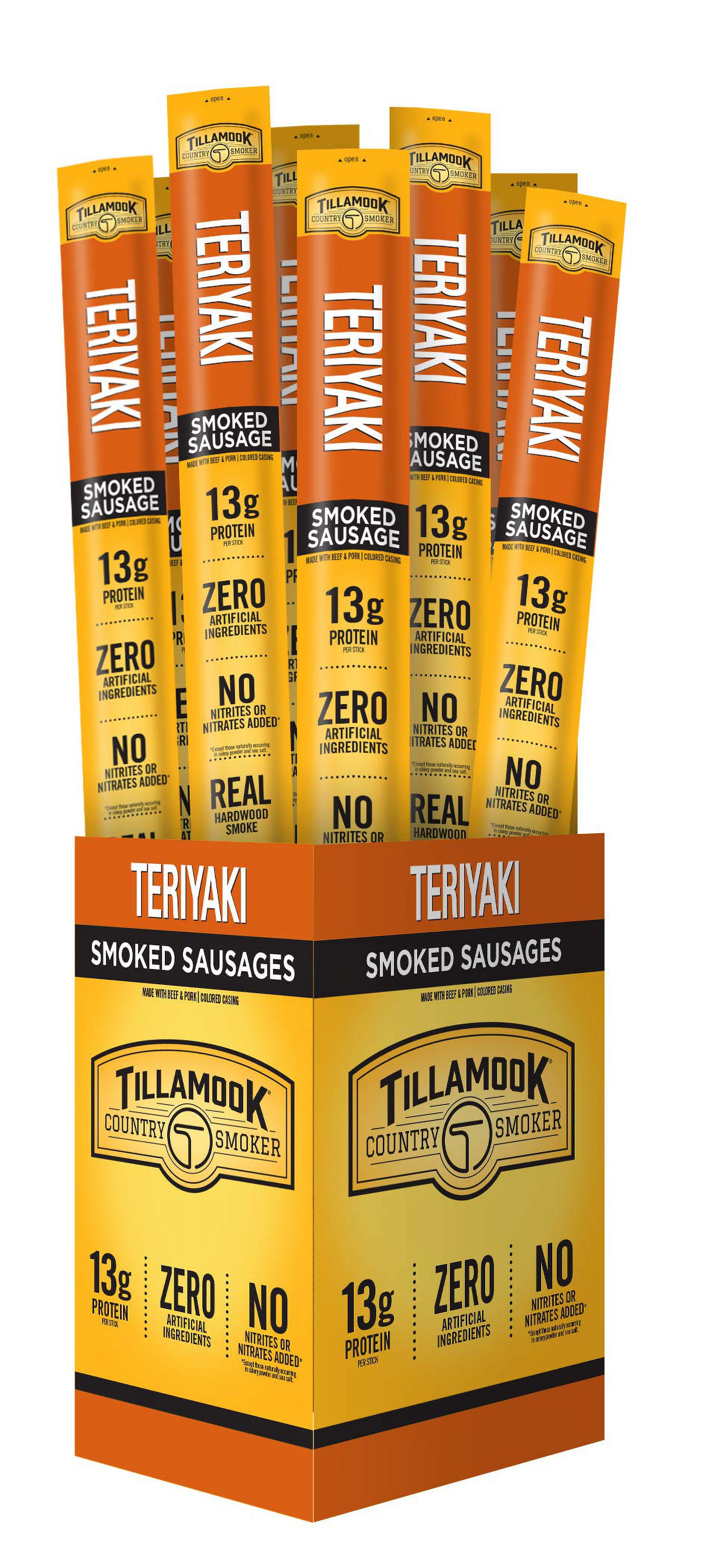 Tillamook Country Smoker All Natural, Real Hardwood Smoked Snack Stick, Teriyaki 1.44-Oz (Pack Of 24)