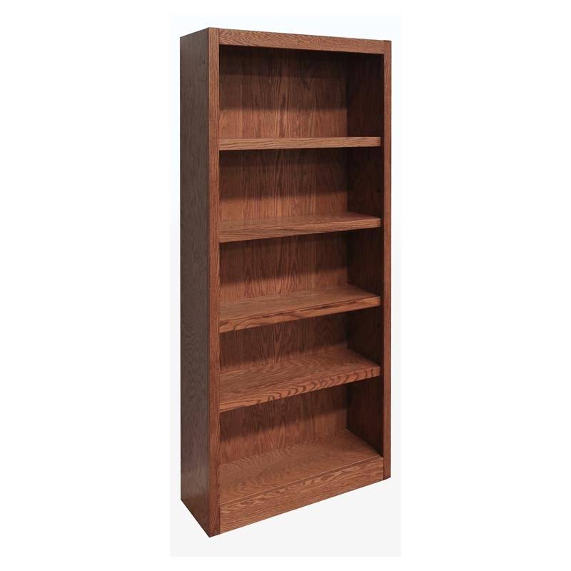 Bowery Hill Traditional 72x22 Tall 5-Shelf Wood Bookcase in Dry Oak