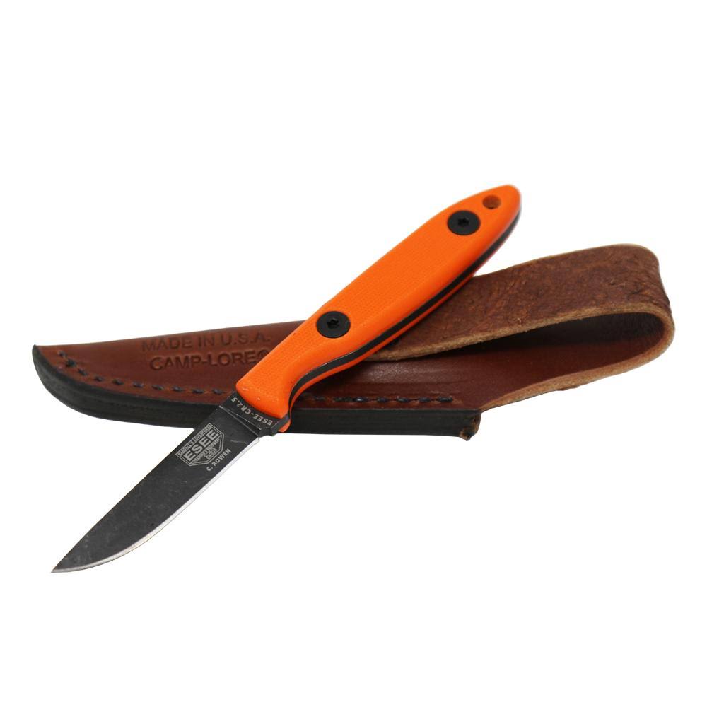 ESEE Knives Camp-lore, Cody Rowen 2.5, Black Oxide Drop Point, Orange G10 Handle