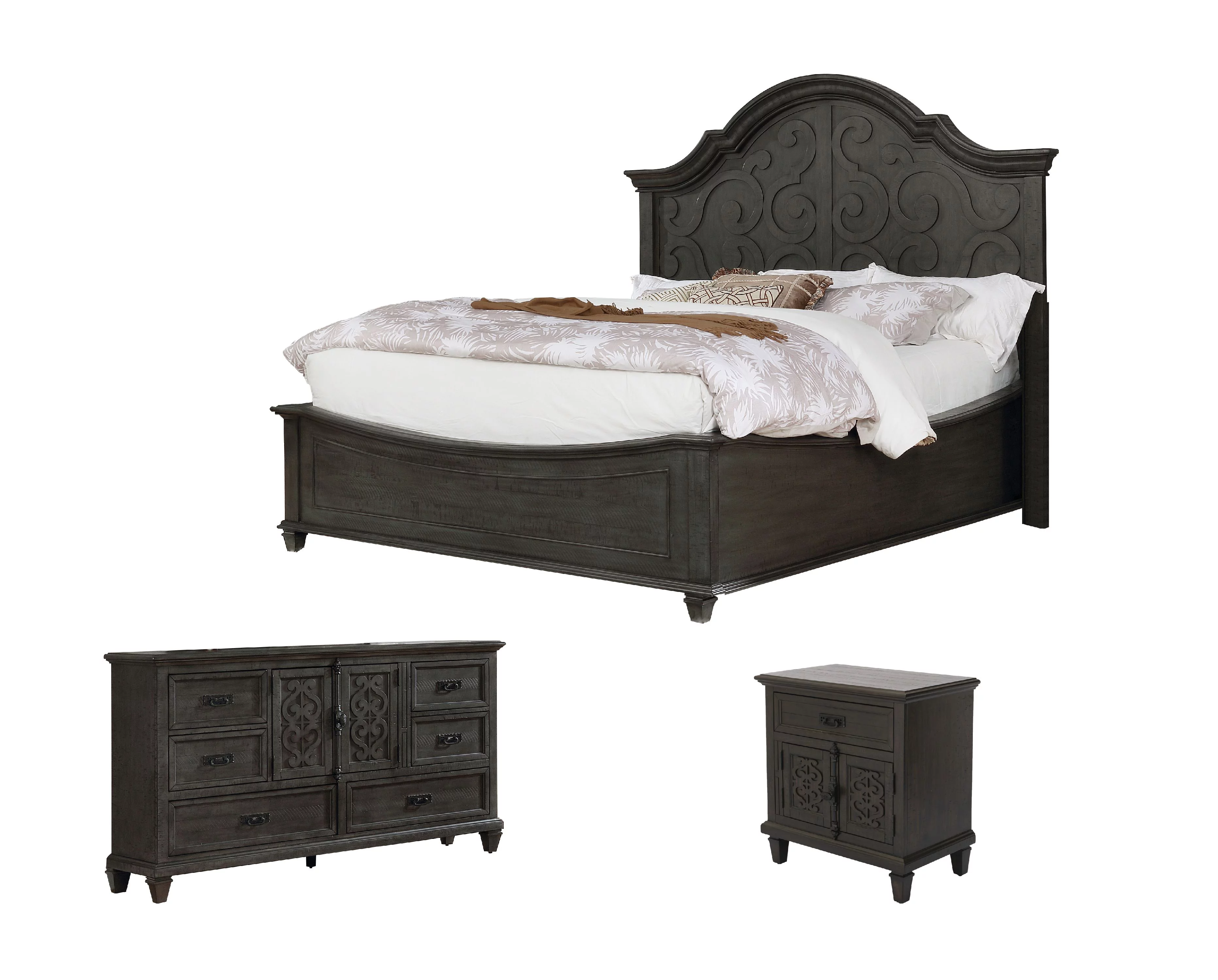Rustic Gray Wood 3pc Queen Bedroom Set