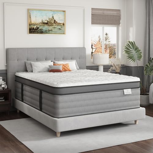 Onlylucky Full Size Mattress - 12 Inch Gel Memory Foam Mattress with Individual Pocket Spring for Pressure Relief & Motion Isolation