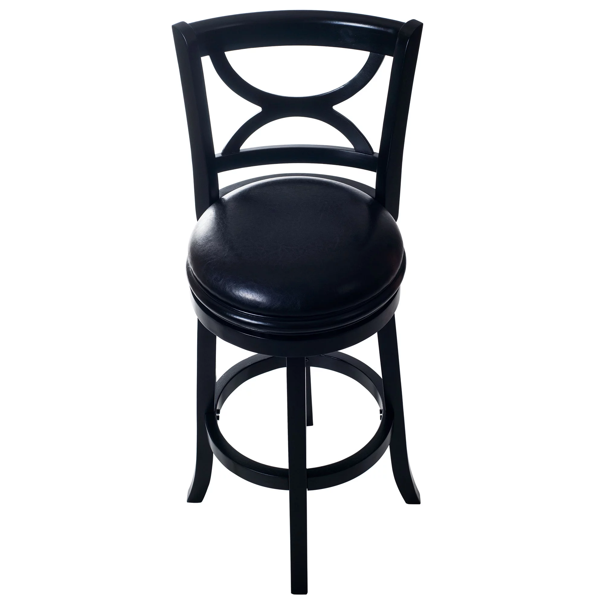 Lavish Home Swivel Wood Bar Stool, Faux Leather Cushion with High-Back (Black)