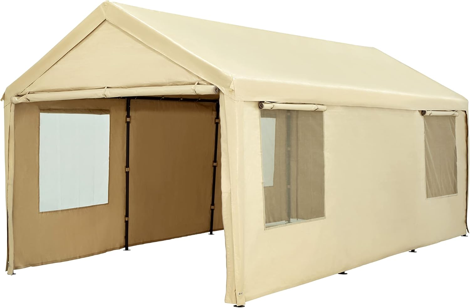 Carport, 10 x 20 ft Heavy Duty Carport with Ventilated Windows, Portable Garage with Removable Sidewalls & Doors, All-Season Car Canopy for Auto