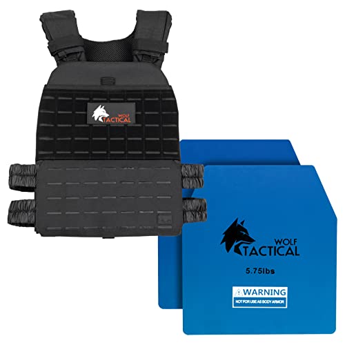 WOLF TACTICAL Weighted Vest and Weight Vest Plates (Black, 5.75lbs)