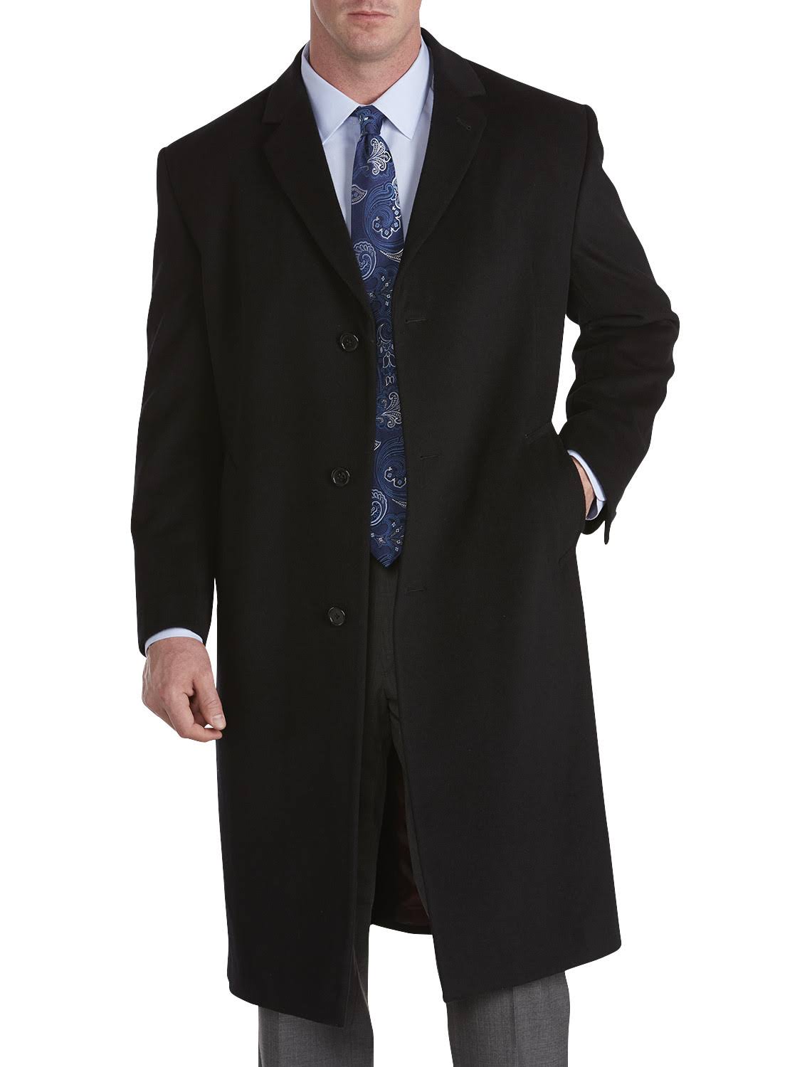 Men&s Jean-Paul Germain Classic-Fit Sander 45-in. Wool-Blend Top Coat, Size: 52 XLT, Black
