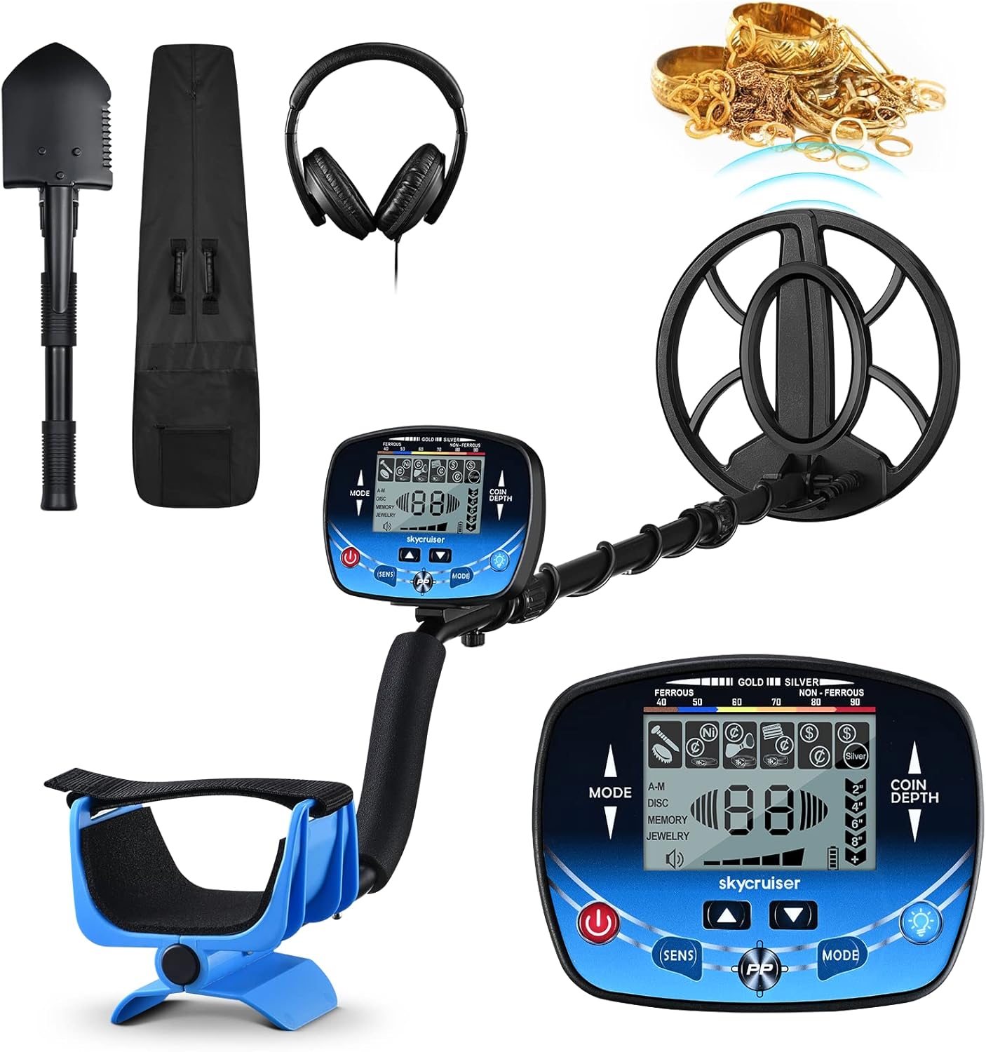 Metal Detector for Adults Professional - Waterproof Adjustable Gold Detector for Treasure Hunting, High Accuracy, Five Detection Modes