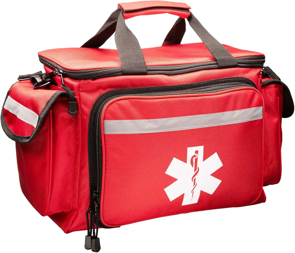 Sponsored Ad - NOVAMEDIC Professional Red Empty Trauma First Aid Medical Bag, 15"x10"x9", Multi Compartment First Responder Carrier for EMT
