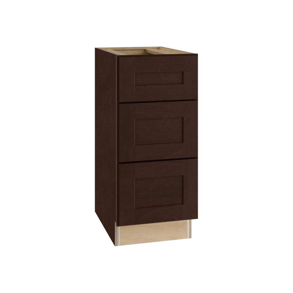 Home Decorators Collection Franklin Assembled 18x34.5x24 in. Plywood Shaker 3 Drawer Base Kitchen Cabinet Soft Close Drawers in