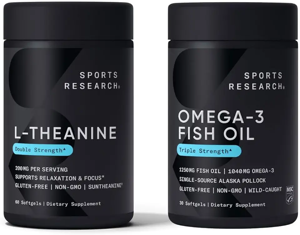 Sports Research Double Strength L-Theanine Suntheanine for Focus