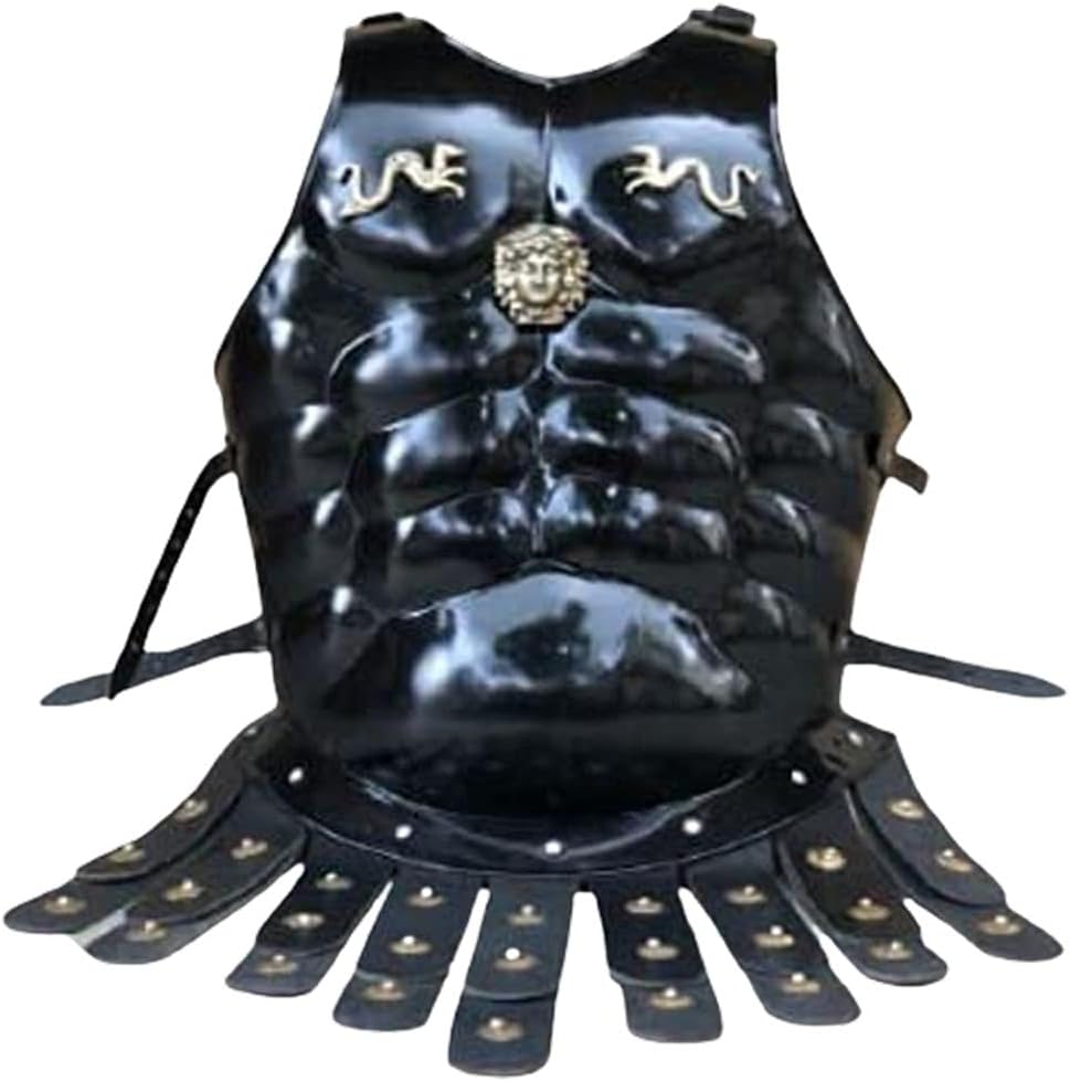NauticalMart Greek Muscle Armor Cuirass with Apron Belt Medieval LARP Roman Muscle Jacket Armour Reenactment Breastplate for Cosplay Role Playing