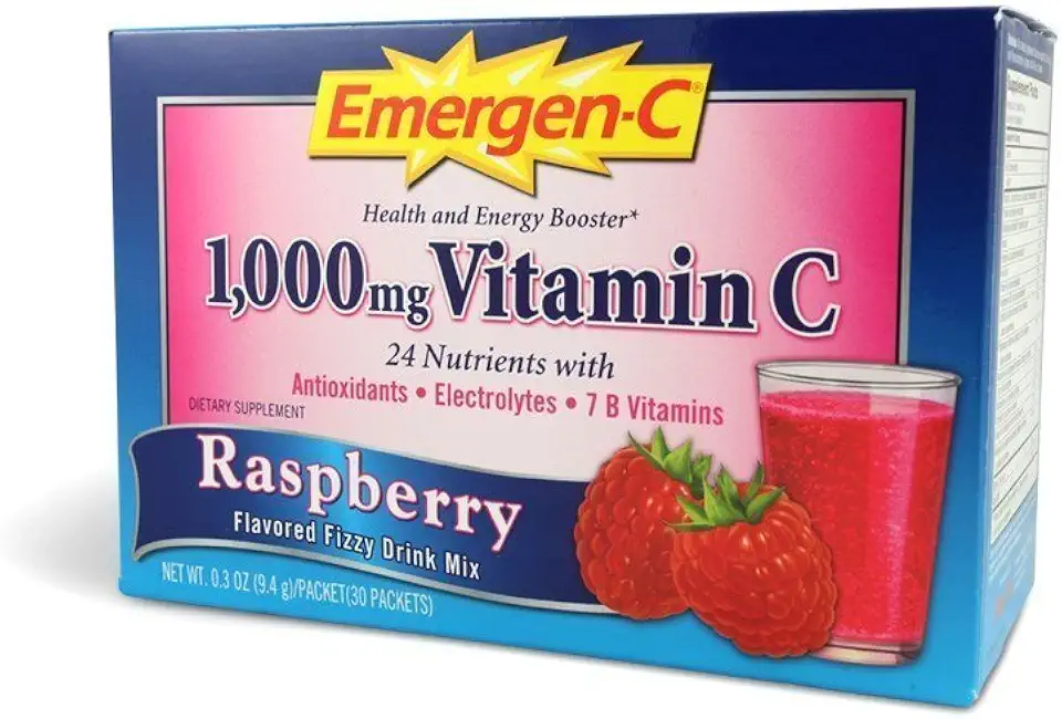 Emergen C Raspberyy Vitamin Fizzy Drink Mix, 1000 Mg - 30 Packet per Pack - 3 Packs per case. - Kansas Nuitrition - HNZSDS