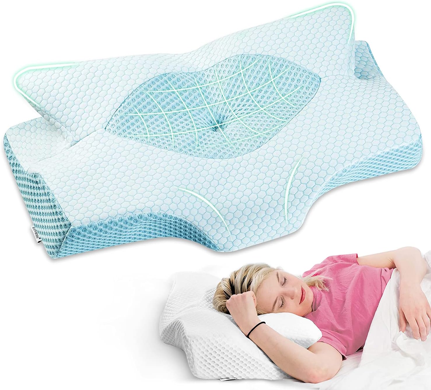 Elviros Cervical Memory Foam Pillow, Contour Pillows for Neck and Shoulder Pain