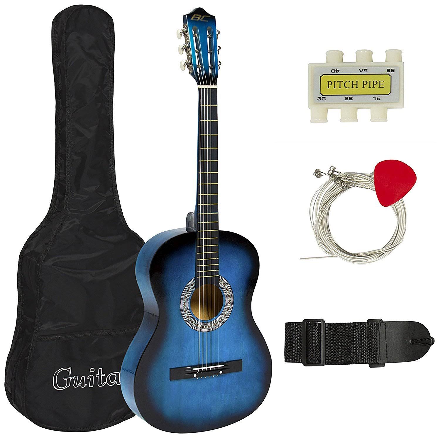 Best Choice Products 38in Beginner Acoustic Guitar Starter Kit w/Case, Strap, Tuner, Pick, Strings - Blue